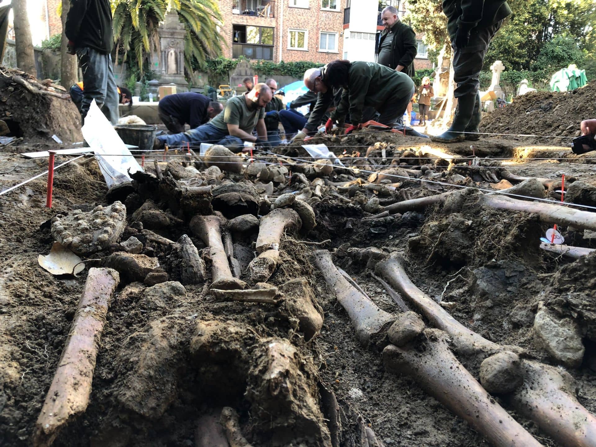 Presentación de los materiales encontrados en la fosa de la Guerra Civil de Begoña